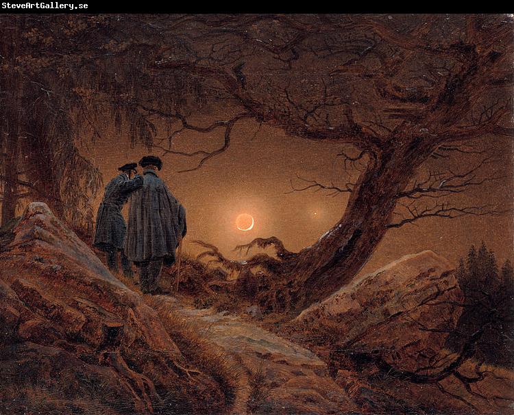 Caspar David Friedrich Two men contemplating the Moon